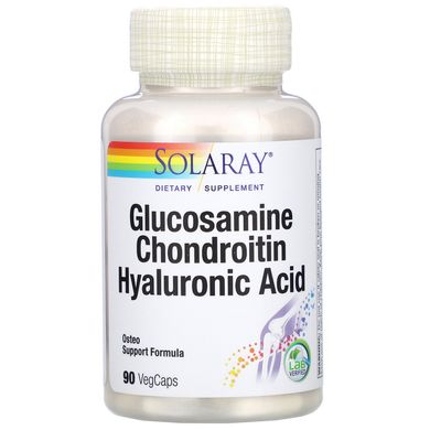 Глюкозамін хондроїтин гіалуронова кислота Solaray (Hyaluronic Acid) 90 капсул