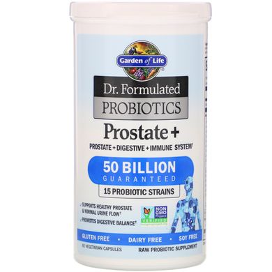 Простата +, пробіотик для підтримки здоров'я простати із серії "Складено лікарем", Garden of Life, 30 капсул в рослинній оболонці