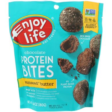 Шоколадні протеїнові батончики, олія соняшнику, Enjoy Life Foods, 6,4 унц (180 г)