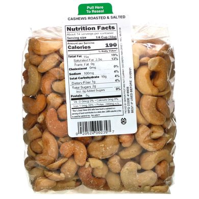 Підсмажений кеш'ю з сіллю Bergin Fruit and Nut Company (Cashew) 453.6 г