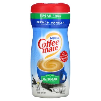 Coffee Mate, Без цукру, сухі вершки для кави, французька ваніль, 10,2 унції (289,1 г)