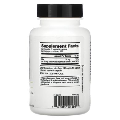 NutraBio Labs, Zn, цинк, 30 мг, 120 рослинних капсул