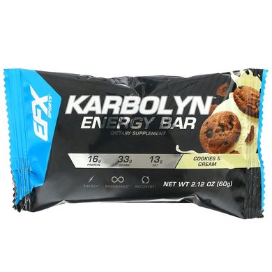 EFX Sports, Енергетичний батончик Karbolyn, печиво та вершки, 12 батончиків, 2,12 (60 г) кожен