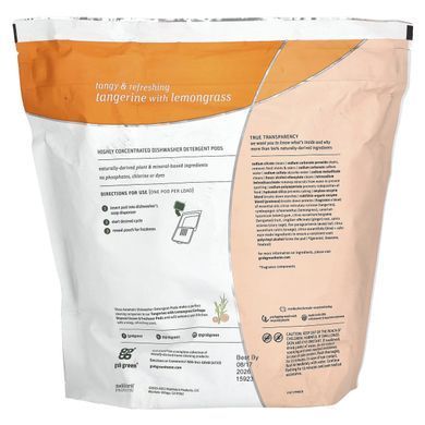 Grab Green, Capsules with automatic dishwashing detergent, mandarin with lemongrass, 2376 g (5 pounds 4 ounces)