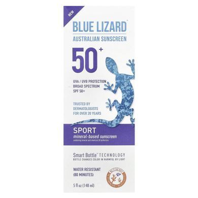 Blue Lizard Australian Sunscreen, Sport, Mineral-Based Sunscreen, SPF 50+, 5 fl oz (148 ml)