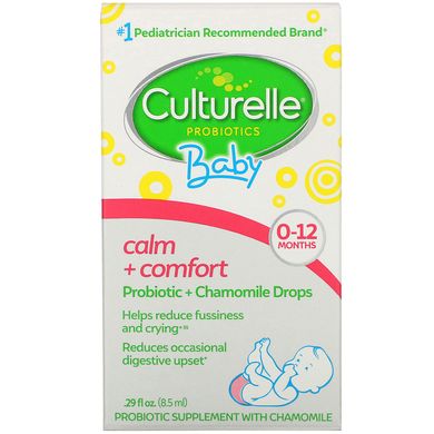 Пробіотики для малюків заспокоєння + комфорт у краплях 0-12 місяців Culturelle (Baby Calm + Comfort Probiotic + Chamomile Drops) 8,5 мл