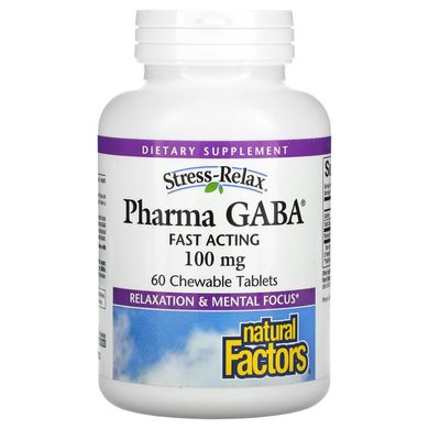 ГАМК стрес-релакс, Pharma GABA, Natural Factors, 100 мг, 60 таблеток