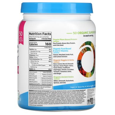 Orgain, Органічний протеїн + порошок суперпродуктів, порошок рослинного протеїну, ванільні стручки, 1,12 фунта (510 г)