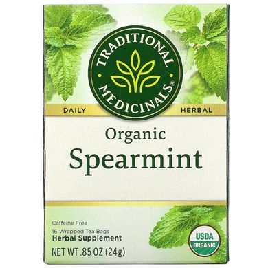 Трав'яний чай м'ята Traditional Medicinals (Organic Fair Trade Certified Spearmint Herbal Tea) 16 пакетиків по 28 г