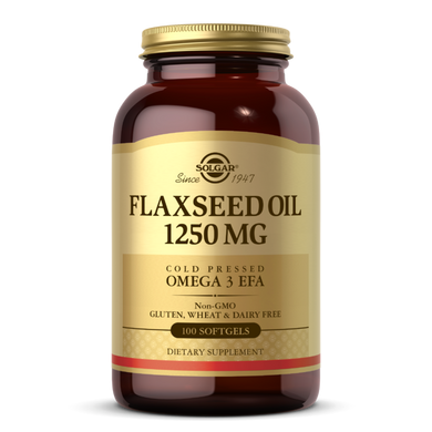 Лляна олія Solgar (Flaxseed Oil) 1250 мкг 100 гелевих капсул