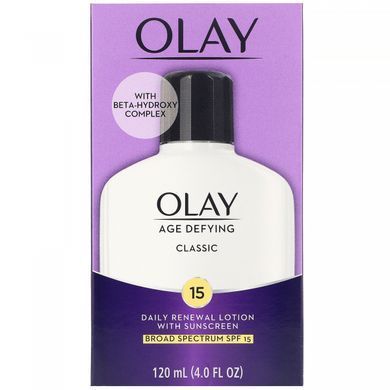Денний відновлюючий лосьйон з сонцезахисними фільтрами SPF 15, Age Defying, Classic, Olay, 120 мл