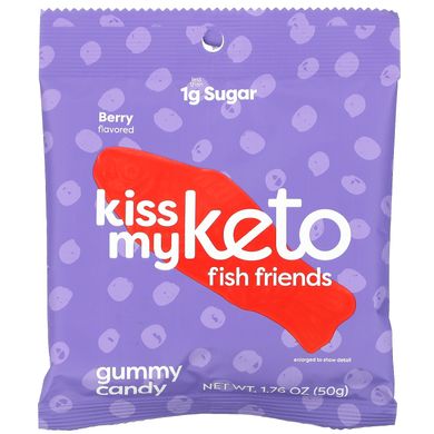 Kiss My Keto, Мармеладні цукерки Fish Friends, зі смаком ягід, 6 пакетиків по 1,76 унції (50 г) кожен