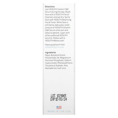 Сироватка з вітамінами C і E та гіалуроновою кислотою Yeouth (Vitamin C & E Serum with Hyaluronic Acid) 30 мл