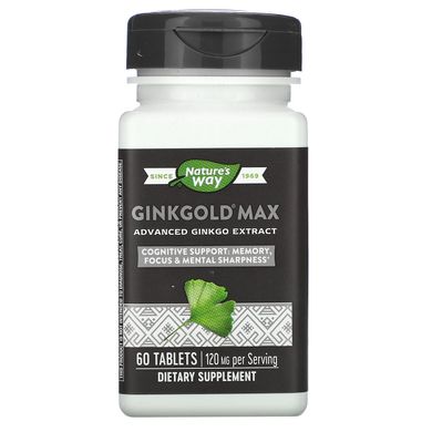Гінкго білоба, Ginkgold Max, Nature's Way, 120 мг, 60 таблеток