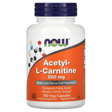 Ацетил-Л-карнитин Now Foods (Acetyl-L-Carnitine) 500 мг 100 капсул