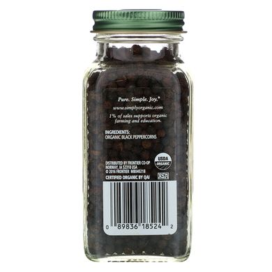 Зерна чорного перцю, Simply Organic, 265 унцій (75 г)