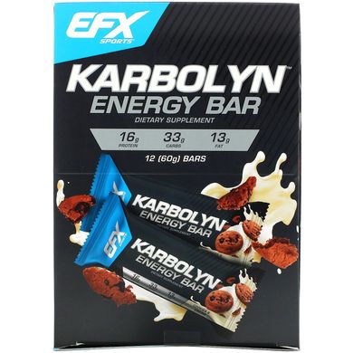 EFX Sports, Енергетичний батончик Karbolyn, печиво та вершки, 12 батончиків, 2,12 (60 г) кожен