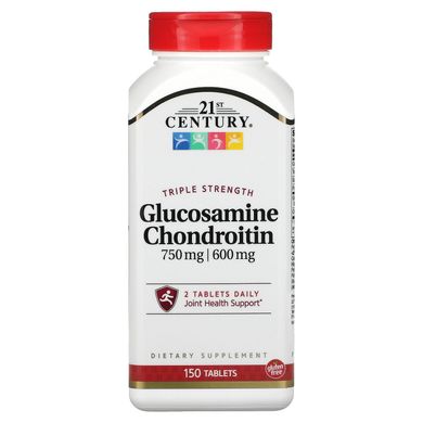Глюкозамін Хондроїтин потрійна сила 21st Century (Glucosamine Chondroitin Triple Strength) 750 мг / 600 мг 150 таблеток