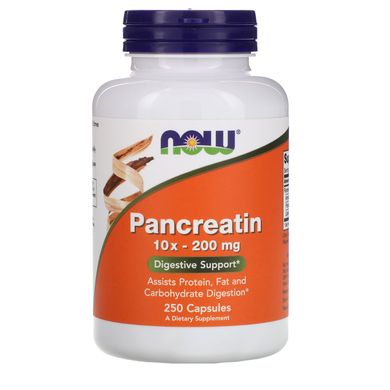 Панкреатин 10X Now Foods (Pancreatin 10X) 200 мг 250 капсул
