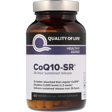 Коензим Q10 з уповільненим вивільненням Quality of Life Labs (Co-enzyme Q10-SR) 100 мг 60 капсул