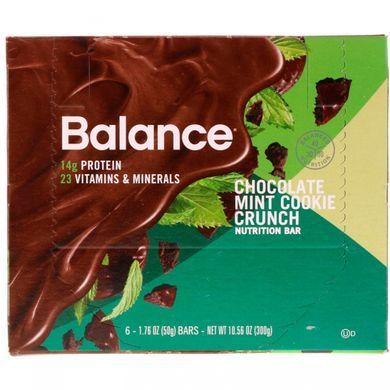 Поживний батончик, шоколадне тістечко з м'ятою, Balance Bar, 6 батончиків, 50 г