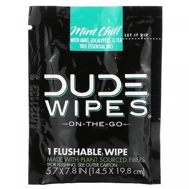 Dude Products, салфетки, пригодные для использования, смываемые салфетки, мятный холод, 30 салфеток в индивидуальной упаковке (5,7 x 7,8 дюйма) каждая купить в Киеве и Украине