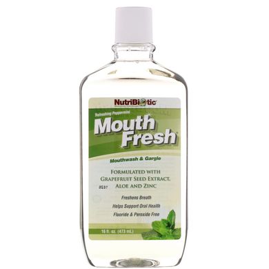 Mouth Fresh, ополіскувач рота і засіб для полоскання горла, освіжаюча м'ята, NutriBiotic, 16 рі унц (473 мл)
