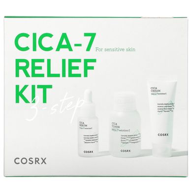 Cosrx, Cica-7 Relief, набор с готу колой, для чувствительной кожи, набор из 3 предметов купить в Киеве и Украине
