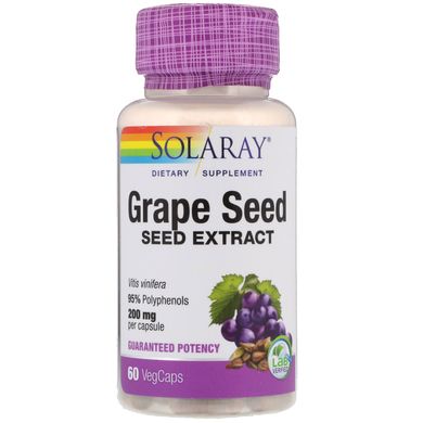 Екстракт виноградних кісточок Solaray (Grape seed) 60 капсул