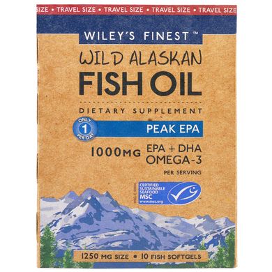 Аляскінський риб'ячий жир Wiley's Finest (Wild Alaskan Fish Oil) 1250 мг 10 капсул