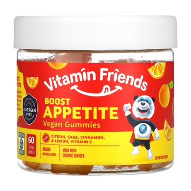 Vitamin Friends, веганські жувальні мармеладки для підвищення апетиту, апельсин, 60 жувальних цукерок з пектином.