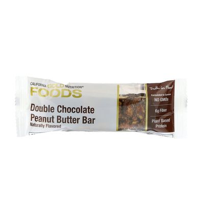 Двойные шоколадные батончики с арахисовым маслом California Gold Nutrition (Foods Double Chocolate Peanut Butter Flavor Bars) 12 батончиков по 40 г купить в Киеве и Украине