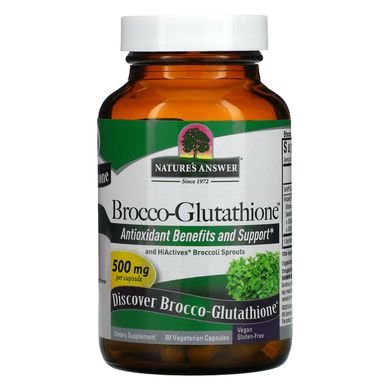 Броккі-глутатіон, Nature's Answer, 500 мг, 60 рослинних капсул