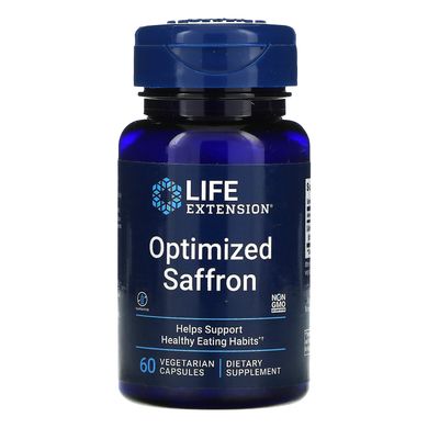 Оптимізований шафран з сатіреалом, Optimized Saffron with Satiereal, Life Extension, 60 вегетаріанських капсул