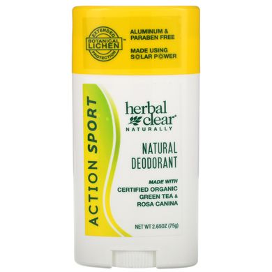 Натуральний дезодорант, Action Sport, Herbal Clear Naturally, 21st Century, 2,65 унції (75 г)