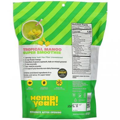 Протеиновый порошок из конопли, без сахара, Hemp Yeah! Max Fiber Hemp Protein Powder, Unsweetened, Manitoba Harvest, 907 г купить в Киеве и Украине