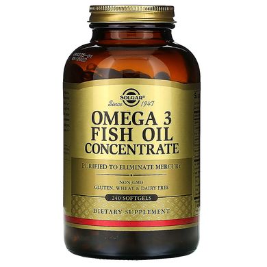 Омега-3 рыбий жир концентрат Solgar (Omega-3 Fish Oil Concentrate) 240 капсул купить в Киеве и Украине