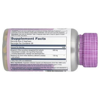 Бергамот для поддержки сердечно-сосудистой системы, Advanced Formula Bergamot Cardiovascular Support, Solaray, 60 вегетарианских капсул купить в Киеве и Украине