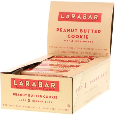 Батончики со вкусом печенья с арахисовым маслом Larabar (Peanut Butter) 16 бат. купить в Киеве и Украине