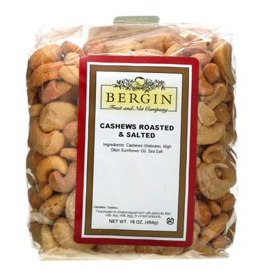 Підсмажений кеш'ю з сіллю Bergin Fruit and Nut Company (Cashew) 453.6 г