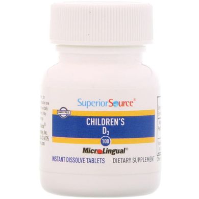 D3 для дітей, Superior Source, 400 МО, 100 мікролінгвальних швидкорозчинних таблеток