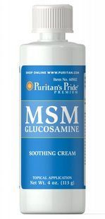 МСМ глюкозамин крем, MSM Glucosamine Cream, Puritan's Pride, 120 мл купить в Киеве и Украине
