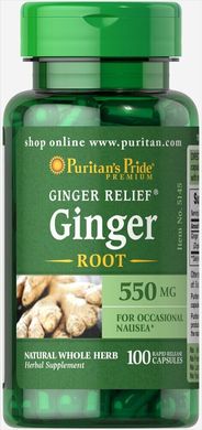 Корень имбиря, Ginger Root, Puritan's Pride, 550 мг, 100 капсул купить в Киеве и Украине