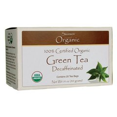 100% сертифікований органічний зелений чай без кофеїну, 100% Certified Organic Green Tea Decaffeinated, Swanson, 20 пакетиків