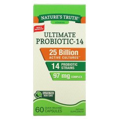 Nature's Truth, Ultimate Probiotic-14, 25 миллиардов, 60 капсул с быстрым высвобождением купить в Киеве и Украине