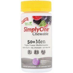 Мультивітаміни для чоловіків старше 50 років смак лісових ягід Super Nutrition (Triple Power Multivitamins) 30 жувальних таблеток