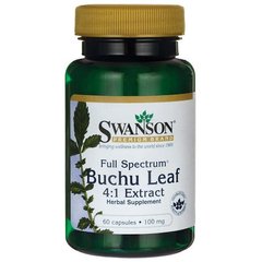 Екстракт листя бучу 4: 1, Full Spectrum Buchu Leaf 4: 1 Extract, Swanson, 100 мг, 60 капсул