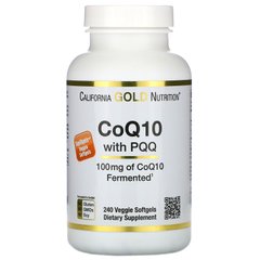 Коензим Q10 із PQQ California Gold Nutrition (CoQ10 with PQQ) 100 мг/10 мг 240 вегетаріанських капсул