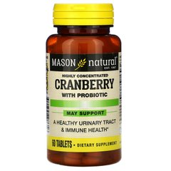 Журавлина з пробіотиками висококонцентровані Mason Natural (Cranberry with Probiotic) 60 таблеток