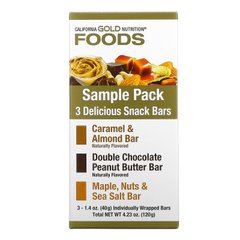 Батончики 3 вкуса California Gold Nutrition (Foods Sample Snack Bar Pack) 3 батончика по 40 г купить в Киеве и Украине